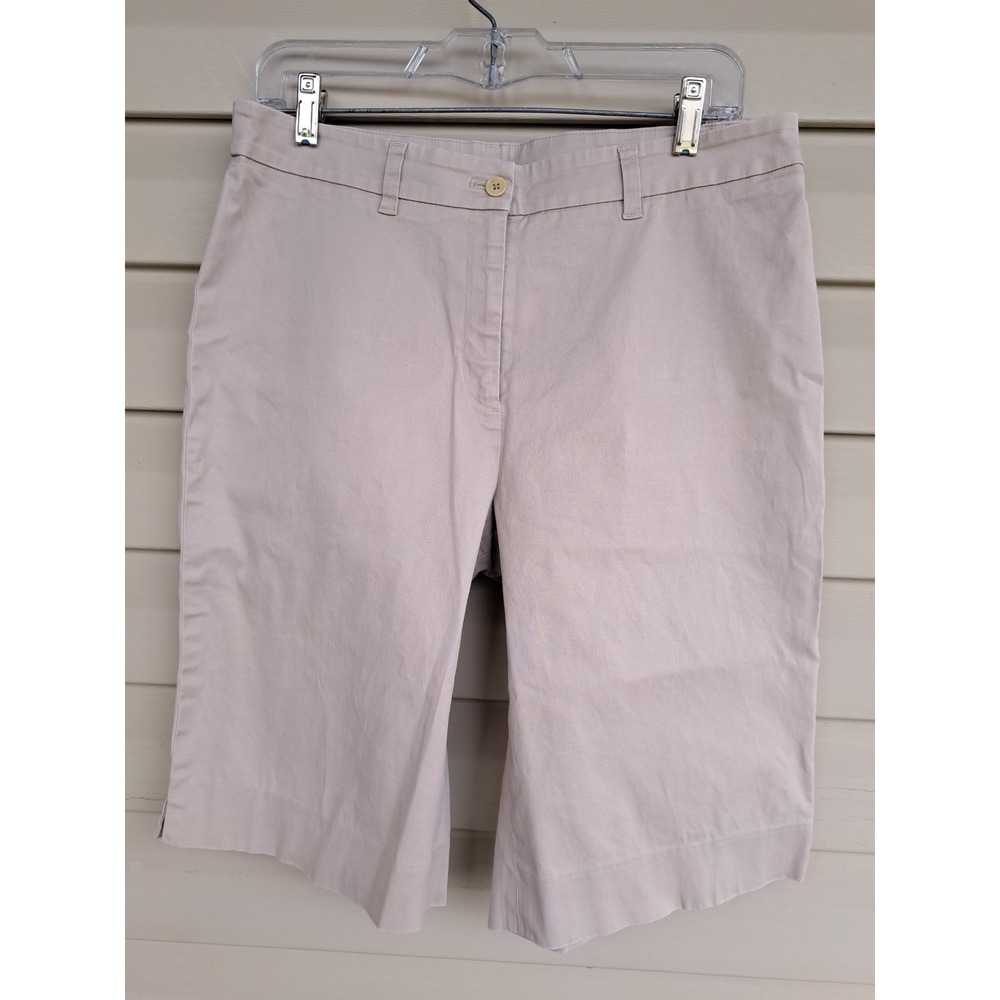Jones New York Women's Beige Cotton Stretch High Rise Shorts Size 12